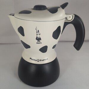 Bialetti Mukka Express Cappuccino Maker Cow Animal Print Black White F41 Coffee